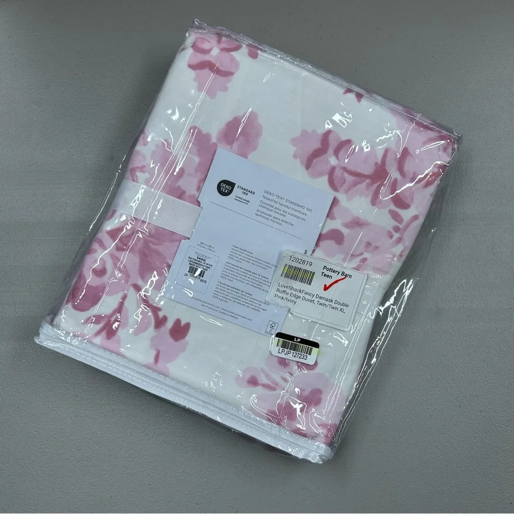 LoveShackFancy x Pottery Barn Garden Damask Ruffle Duvet Cover Bedding TWIN NWT